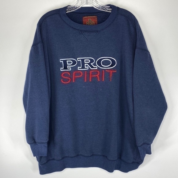 Vintage Pro Spirit Navy Blue Spellout Crewneck Sweatshirt 90's Size L/XL - Picture 1 of 6
